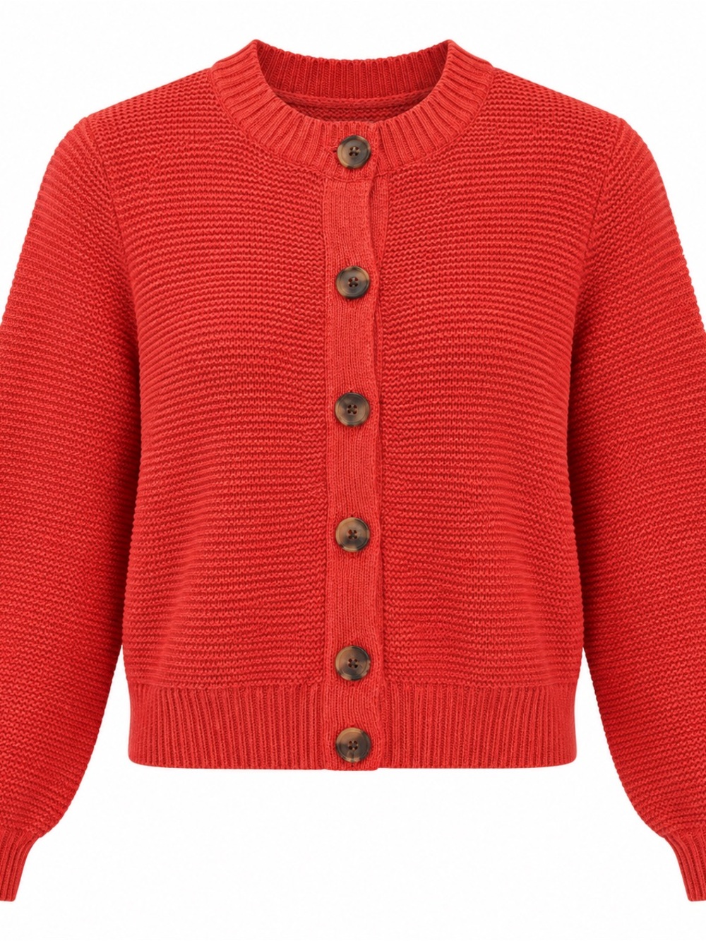 Old Navy Red Button-Up Textured Crew Cardigan